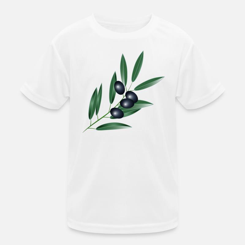 Olivenzweig mit vier schwarzen Oliven Kinder Funktions-T-Shirt