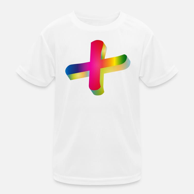 buntes Plus Zeichen in Regenbogenfarben Kinder Funktions-T-Shirt
