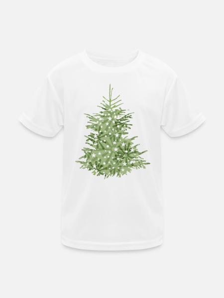 grüner Christbaum, Tannenbaum oder Weihnachtsbaum - Kinder Funktions-T-Shirt - Weiß
