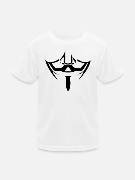Anonymous Maske - Kinder Funktions-T-Shirt - Weiß - Vorne