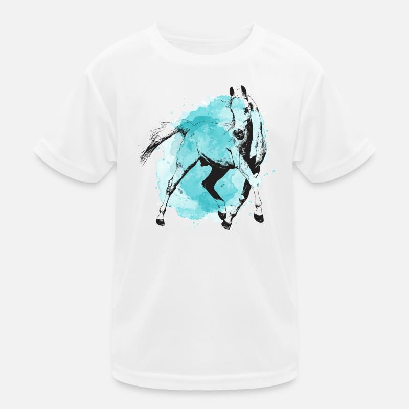 Türkis-Pferd Kinder Funktions-T-Shirt