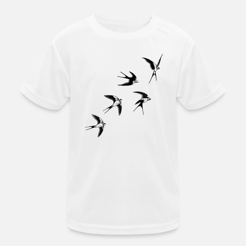 Vögel schwalben - Kinder Funktions-T-Shirt - Weiß