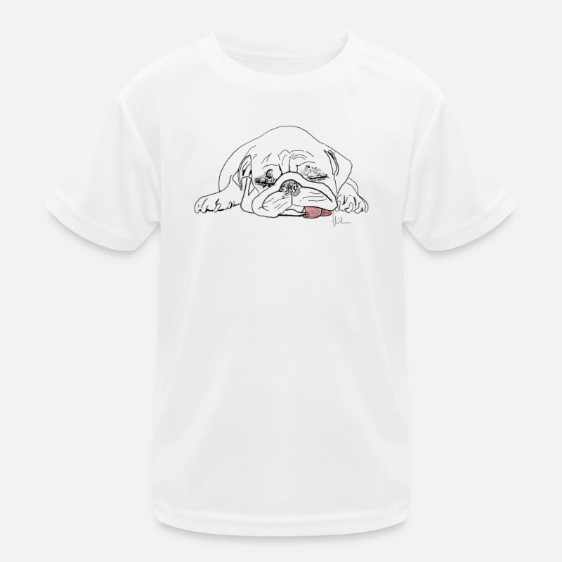 Mops - Kinder Funktions-T-Shirt - Weiß