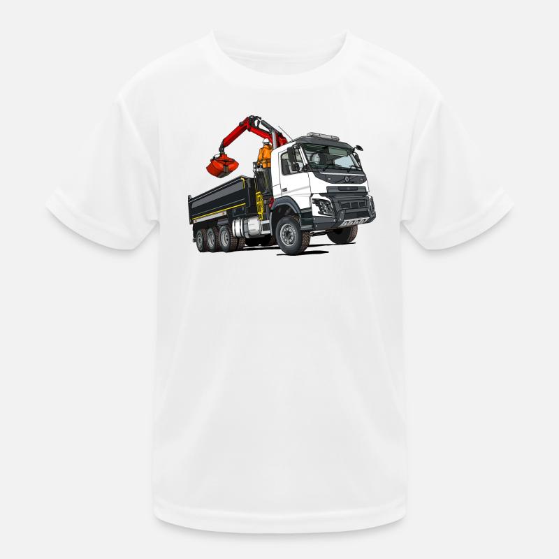 LKW mit Kran Kinder Funktions-T-Shirt