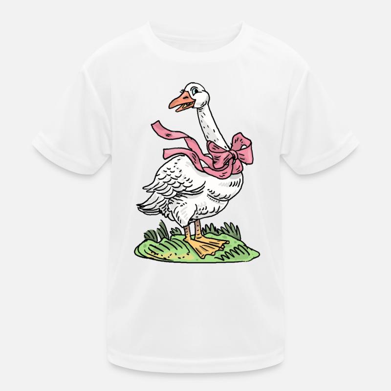 Gans mit rosa Schleife Kinder Funktions-T-Shirt