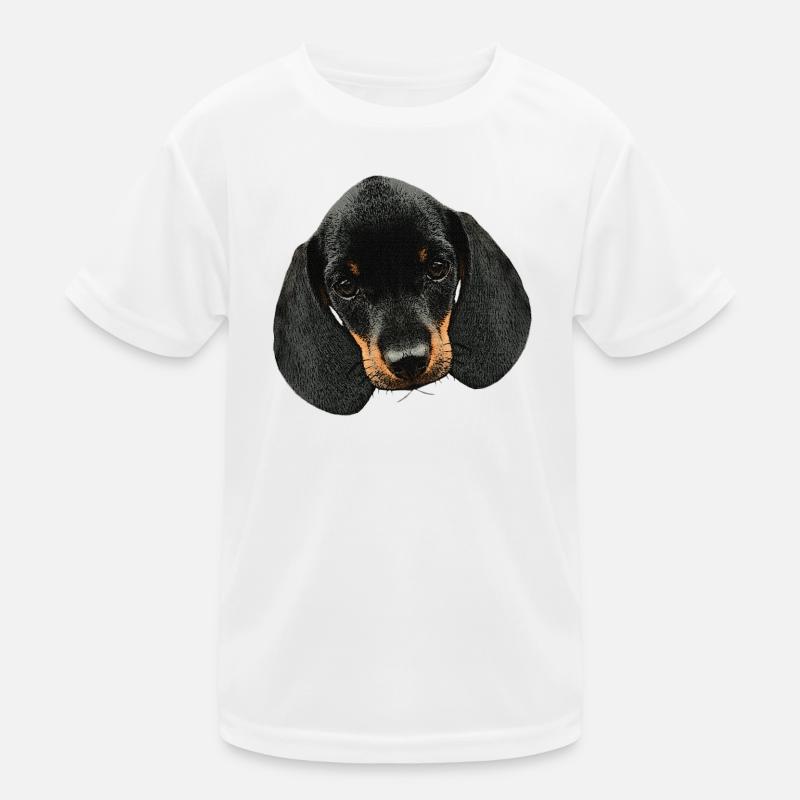 Hunde mädchen, Dackel welpe Kopf, süße Tierbabys Kinder Funktions-T-Shirt