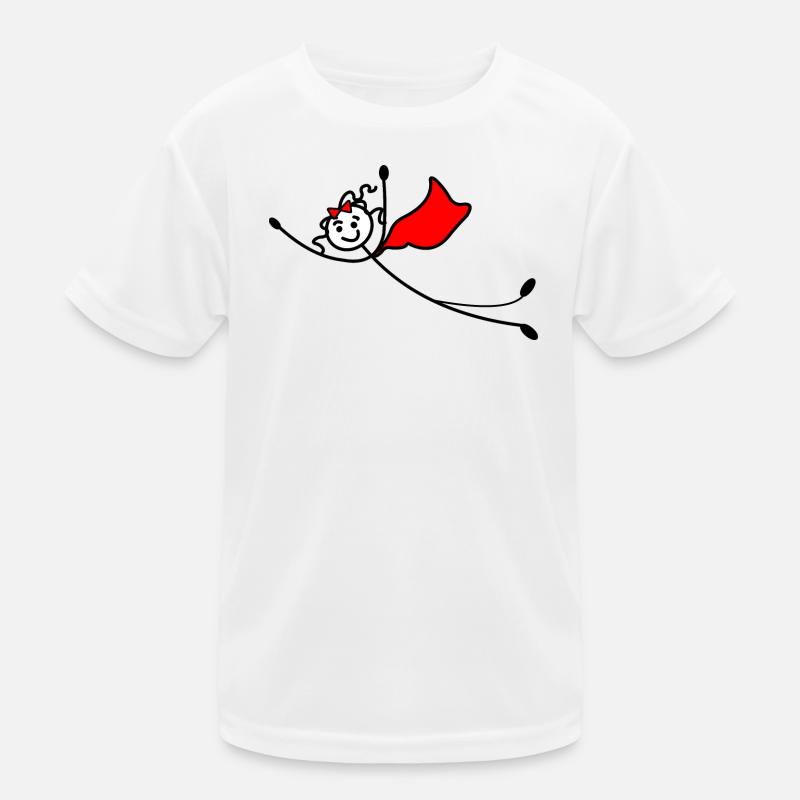 Fliegende Superfrau oder mit rotem Umhang Kinder Funktions-T-Shirt