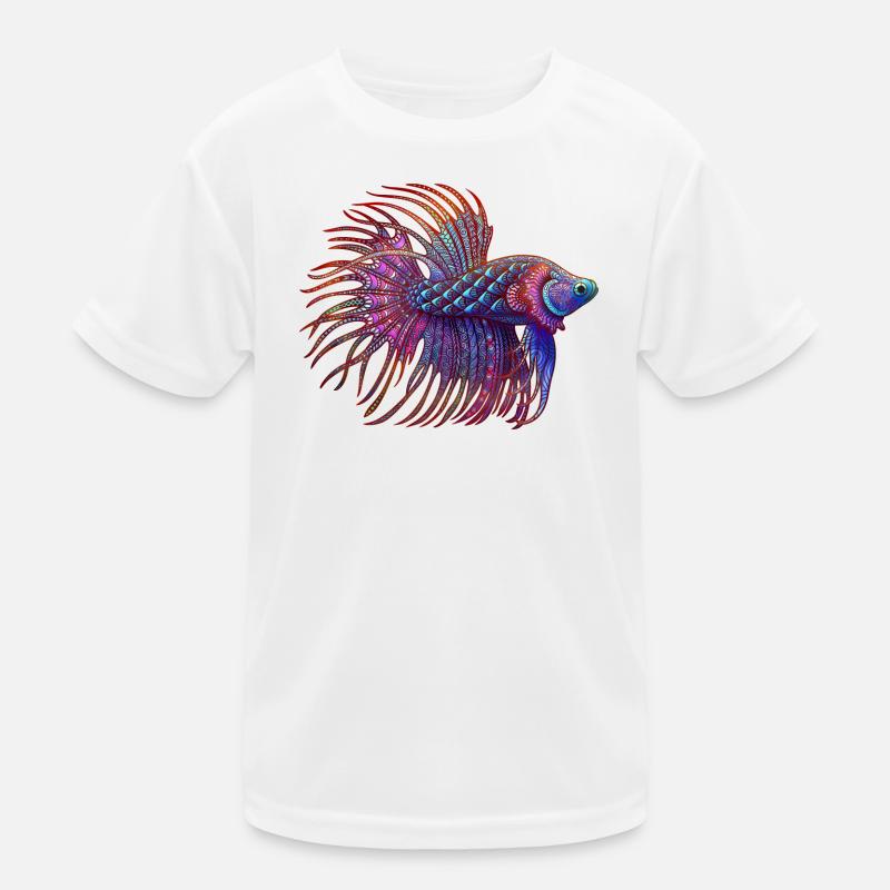 Betta Zentangle colour - Kids Functional T-Shirt - white