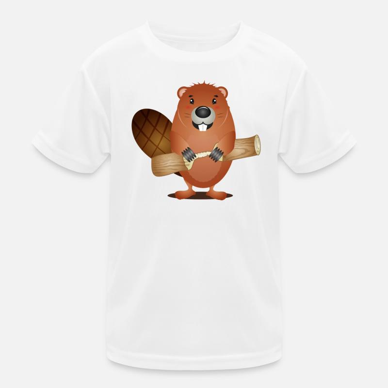 Mignon rongeur castor au bois grignoté T-shirt sport Enfant