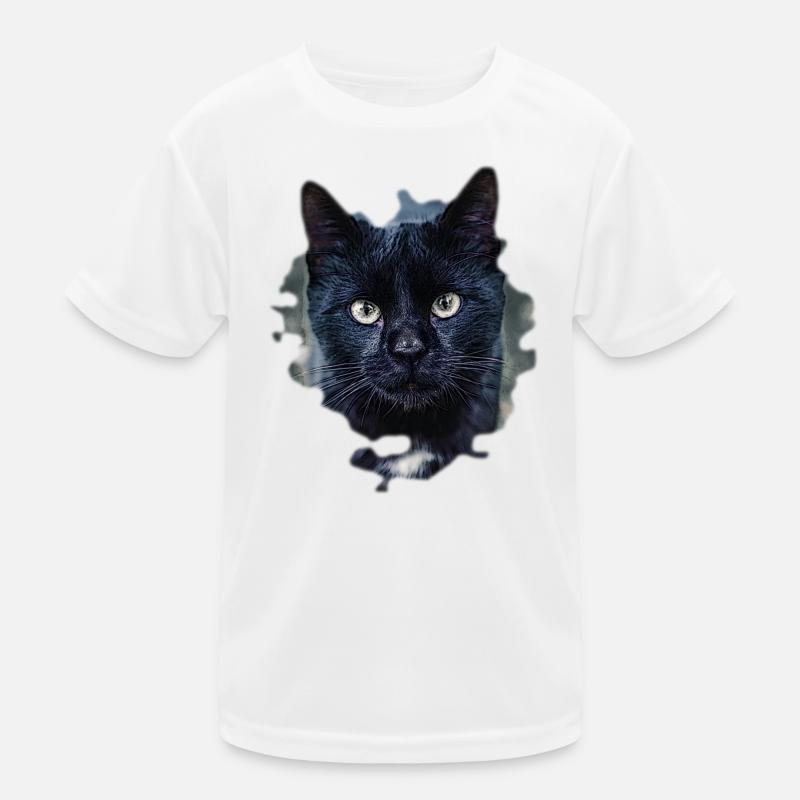 black cat chat noir T-shirt sport Enfant