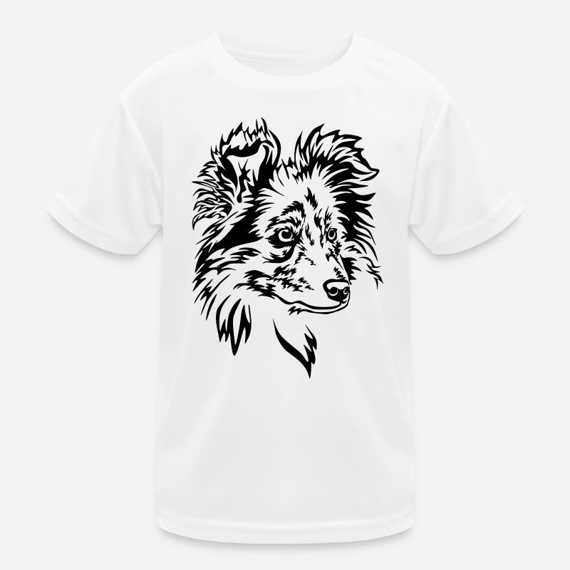 Sheltie Kopf - Kinder Funktions-T-Shirt - Weiß
