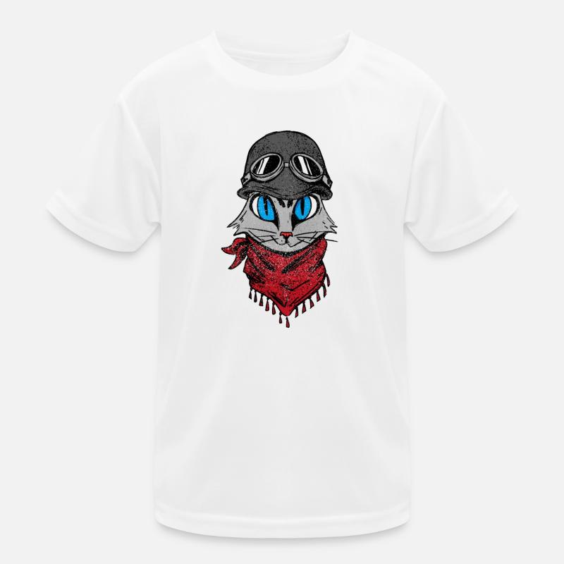 Biker Katze Katzen Cat Kätzchen Mieze Kitten Kinder Funktions-T-Shirt