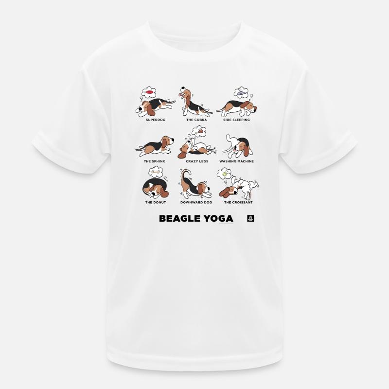 BEAGLE YOGA - Kinder Funktions-T-Shirt - Weiß