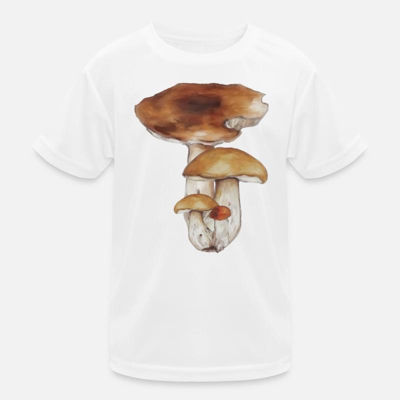 Forest Mushroom Watercolor Pattern Kids Functional T-Shirt