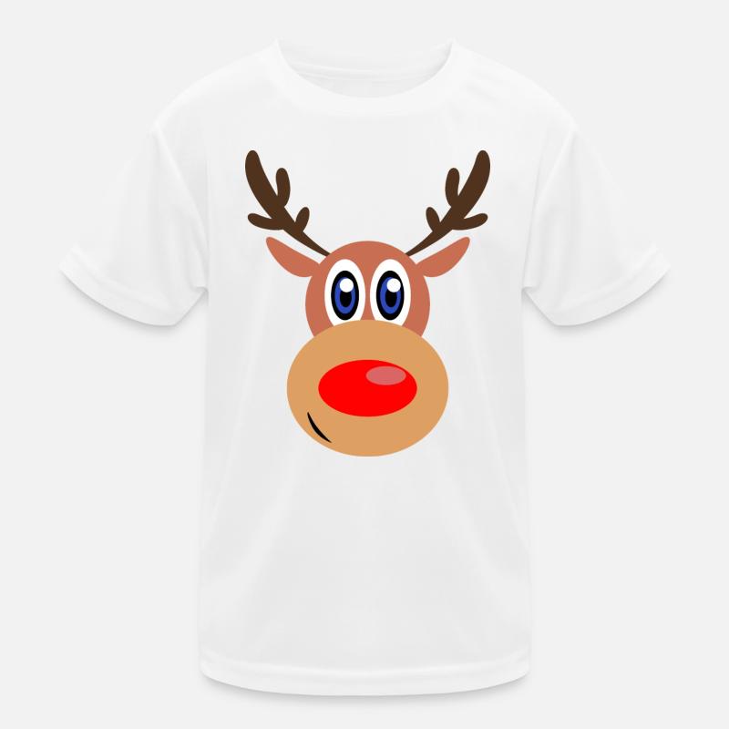 Rudolph Christmas reindeer face Kids Functional T-Shirt