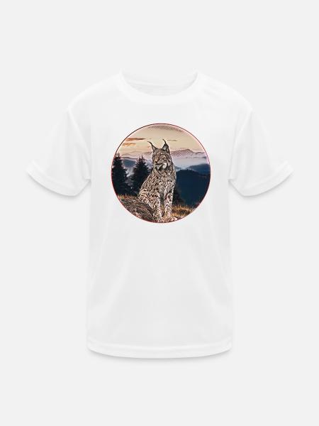 Luchs Natur Freiheit Wildkatze - Kinder Funktions-T-Shirt - Weiß