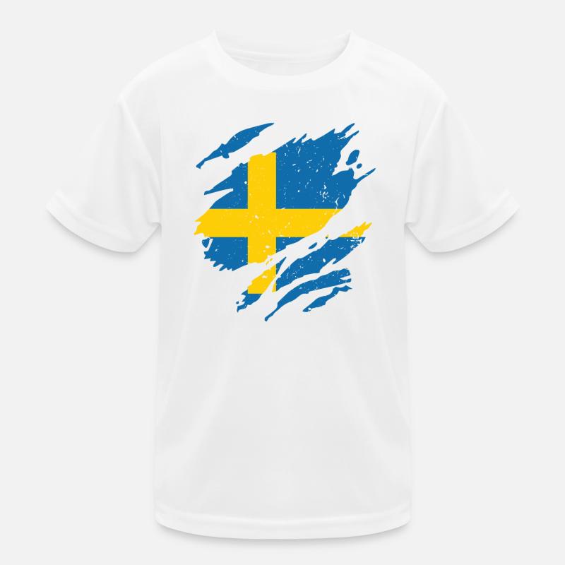 Éventail drapeau Suède Éventail Sverige T-shirt sport Enfant