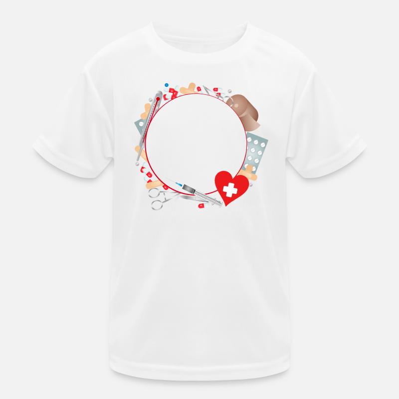 Erste Hilfe Set oder Reiseapotheke als Rahmen Kinder Funktions-T-Shirt