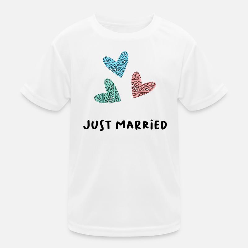JUST MARRIED. ES LEBE DIE EHE. VALENTINSTAG Kinder Funktions-T-Shirt