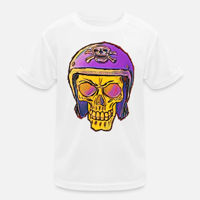 Totenkopf Mit Skullhelm Kinder Funktions-T-Shirt