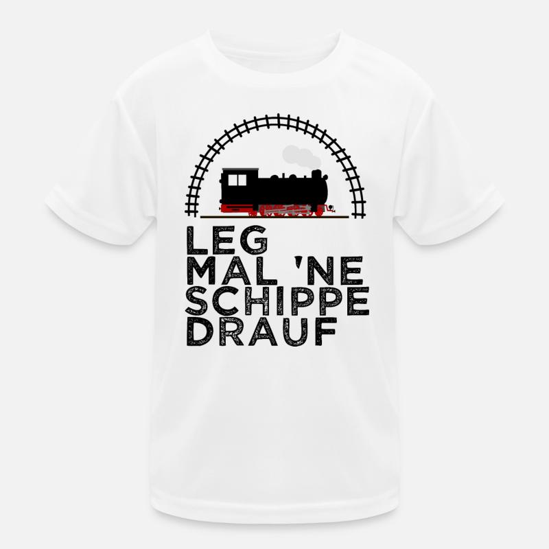Dampflok Schiene Schippe drauf Kohle Kinder Funktions-T-Shirt
