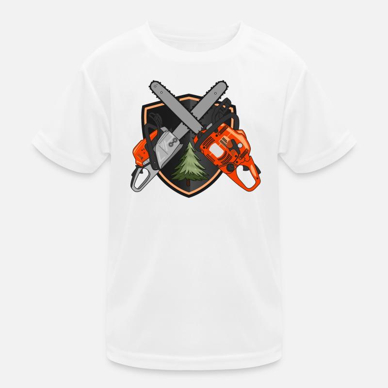 Kettensägen auf Schild Kinder Funktions-T-Shirt