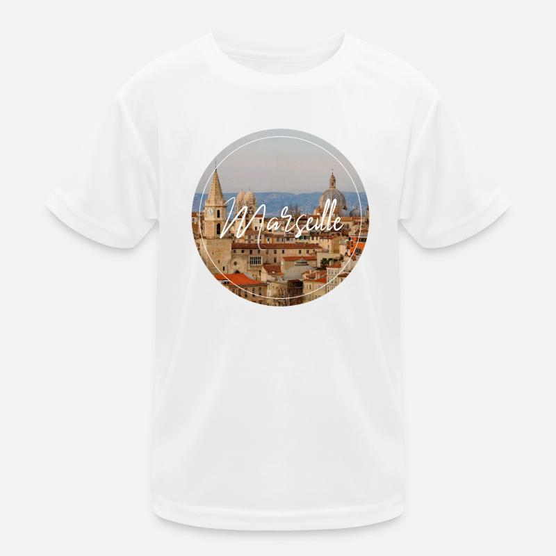 Marseille Stadtansicht Script Kinder Funktions-T-Shirt