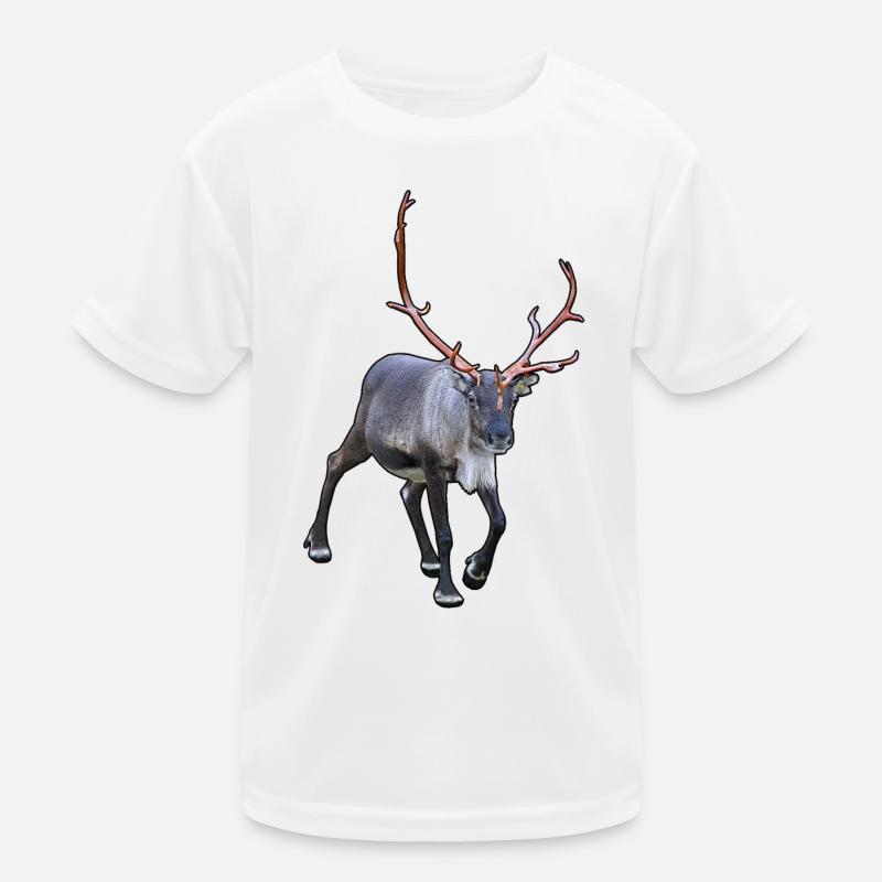 Rentier - Kinder Funktions-T-Shirt - Weiß