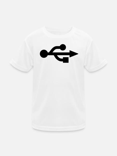 USB Logo - Nerd - Geek - T-shirt sport Enfant - blanc - Devant