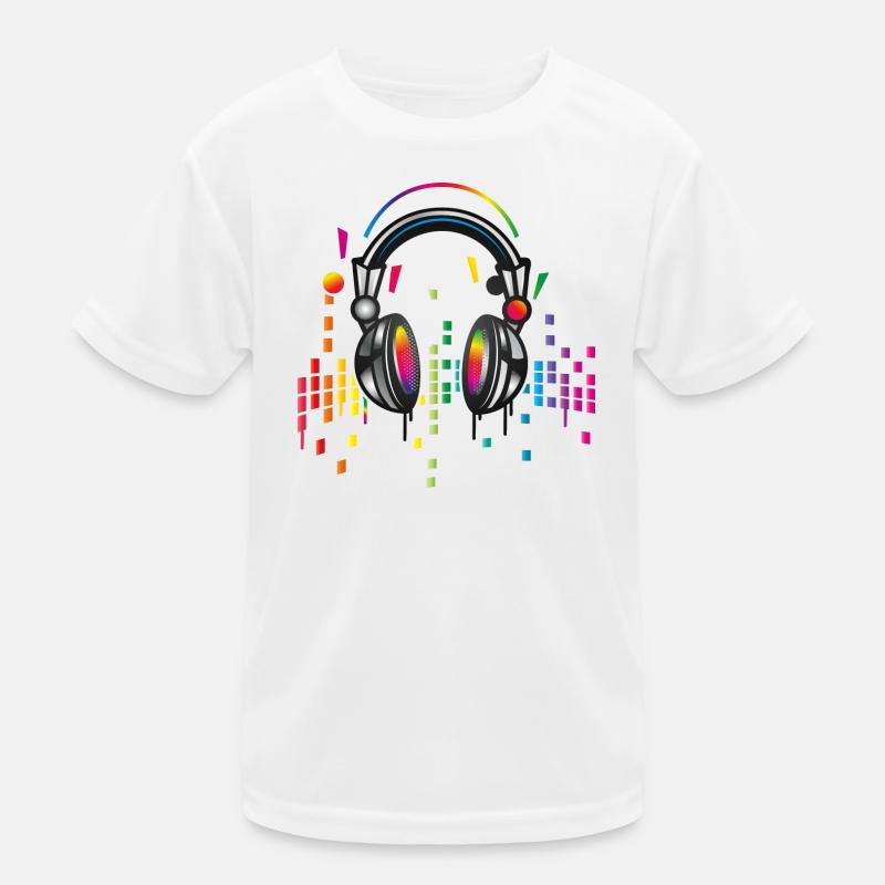 Kopfhörer mit bunter Equalizer Zeichnung Kinder Funktions-T-Shirt