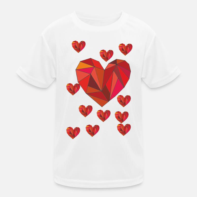 Geometric heart pattern in warm red Kids Functional T-Shirt