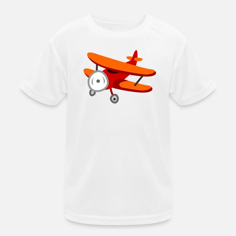 Roter Doppeldecker-Flugzeug Kinder Funktions-T-Shirt