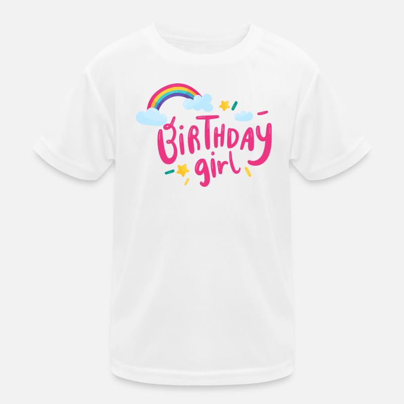 Geburtstagskind Regenbogenglanz Kinder Funktions-T-Shirt