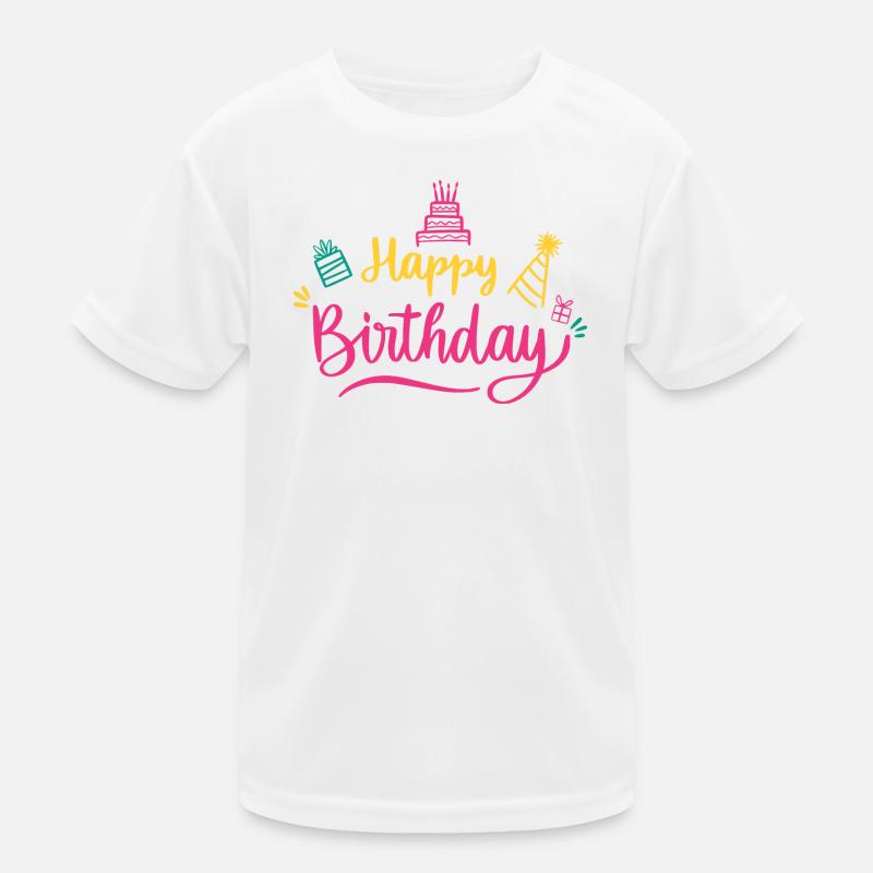 Écriture colorée Joyeux Anniversaire T-shirt sport Enfant