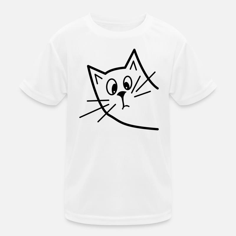 Süße Neugierige Katze - Minimalistisches Design Kinder Funktions-T-Shirt