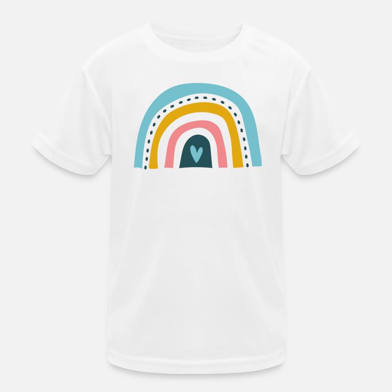 Rainbow with heart - Kids Functional T-Shirt - white