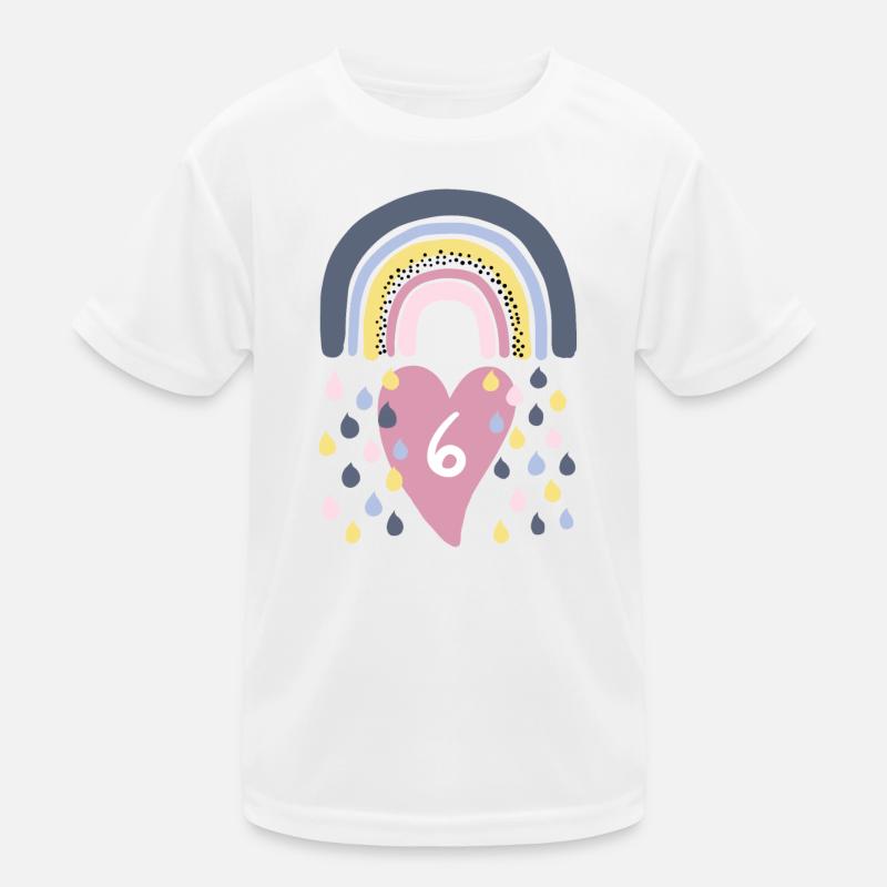 Rainbow 6th Birthday Kids - Kids Functional T-Shirt - white