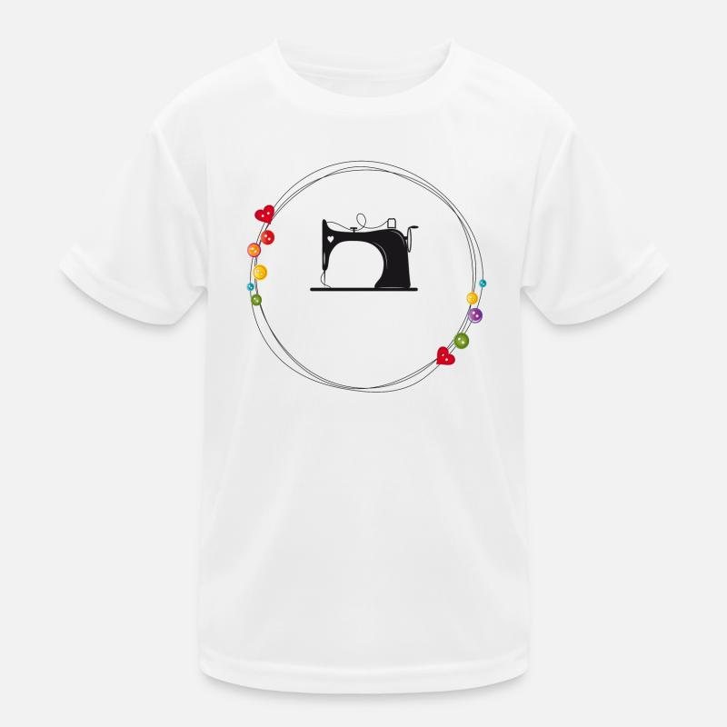 nostalgic stylized sewing machine with buttons Kids Functional T-Shirt