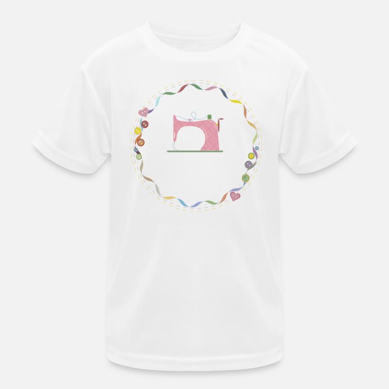 nostalgic colorful sewing machine with buttons Kids Functional T-Shirt