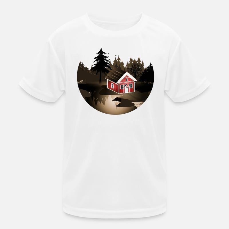 petite maison suédoise à l'orée de la forêt en sépia T-shirt sport Enfant