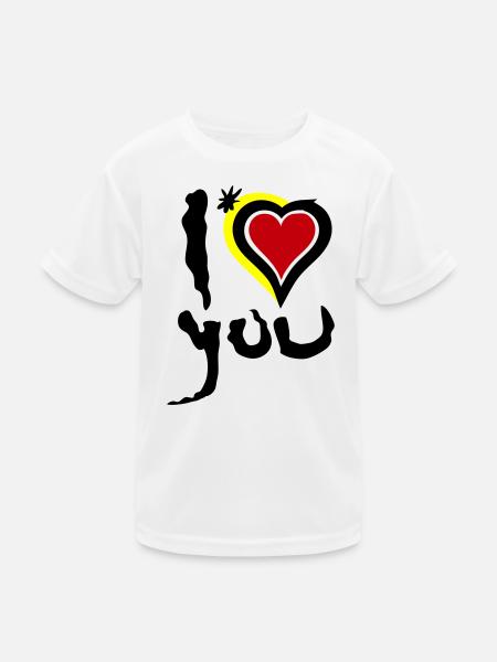 I love you Heart Abstract Art Valentine's Day - Kids Functional T-Shirt - white