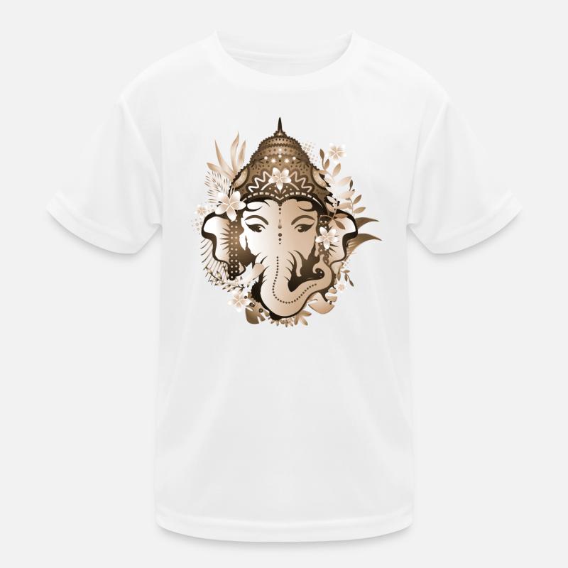 Elefanten Gott Ganesha mit Blüten mit Sepia-Effekt Kinder Funktions-T-Shirt
