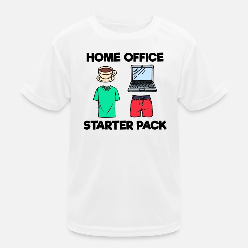 Laptop Coffee Job Home Office Statement Wfh Kids Functional T-Shirt