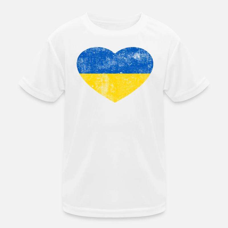 Ukraine Flag Flag Grunge Retro Heart Kids Functional T-Shirt