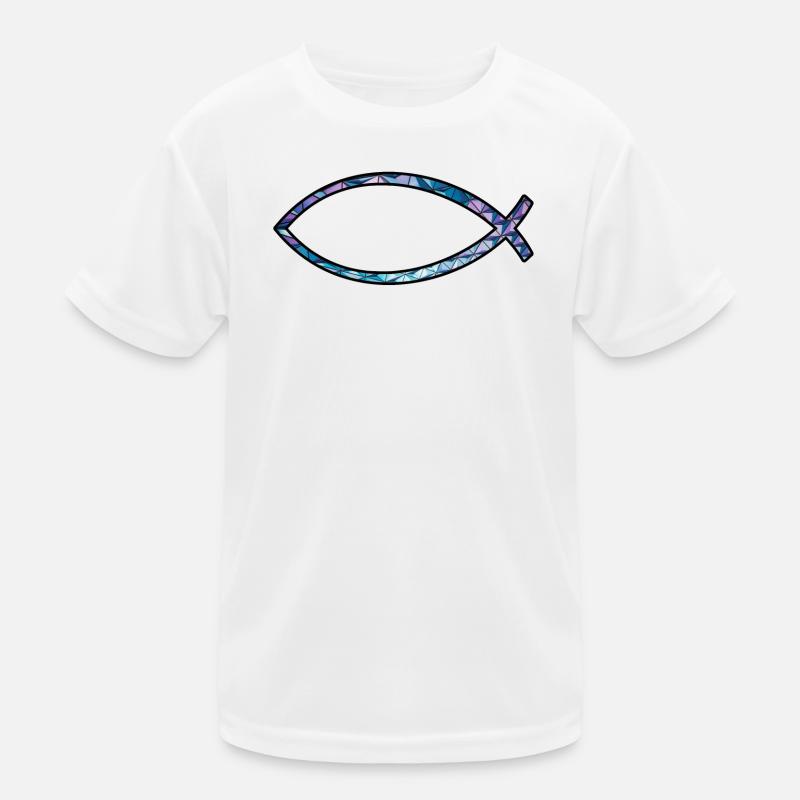 Poisson Ichtus (diamant, bleu) T-shirt sport Enfant