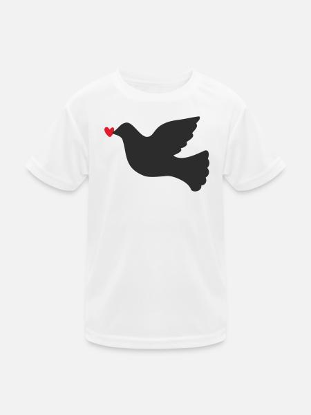 Friedenstaube Friede Freiheit - Kinder Funktions-T-Shirt - Weiß - Vorne