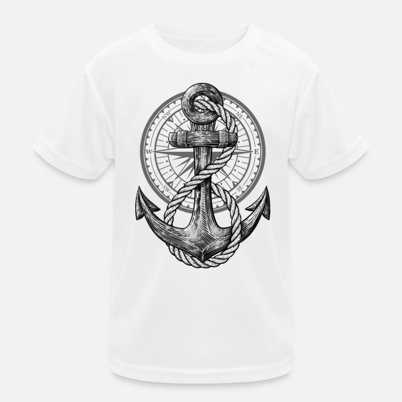 Anchor with compass, maritime design for skipper Kids Functional T-Shirt