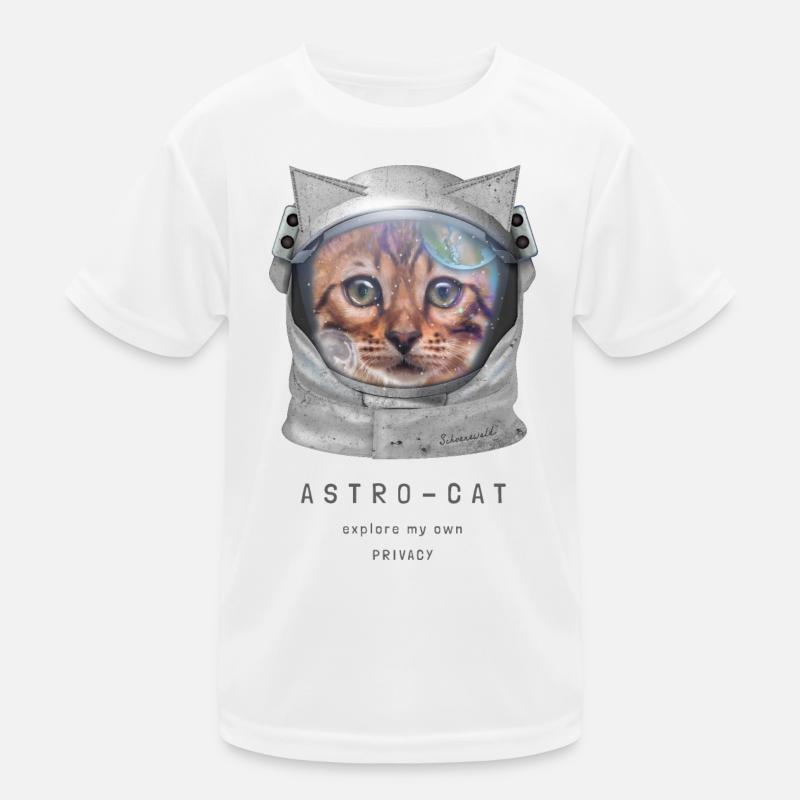 Astro chat Chat de l’espace Chat astronaute Chat dans l’espace - T-shirt sport Enfant - blanc