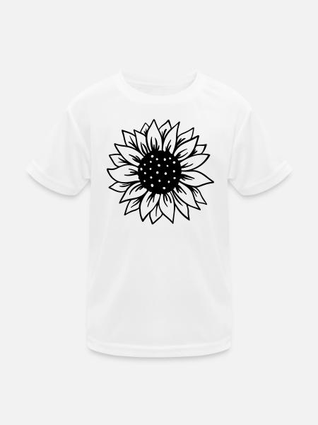 Sonnenblume - Kinder Funktions-T-Shirt - Weiß - Vorne