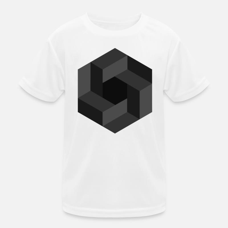 Abstract Geometric Pattern in Grayscale - Kids Functional T-Shirt - white